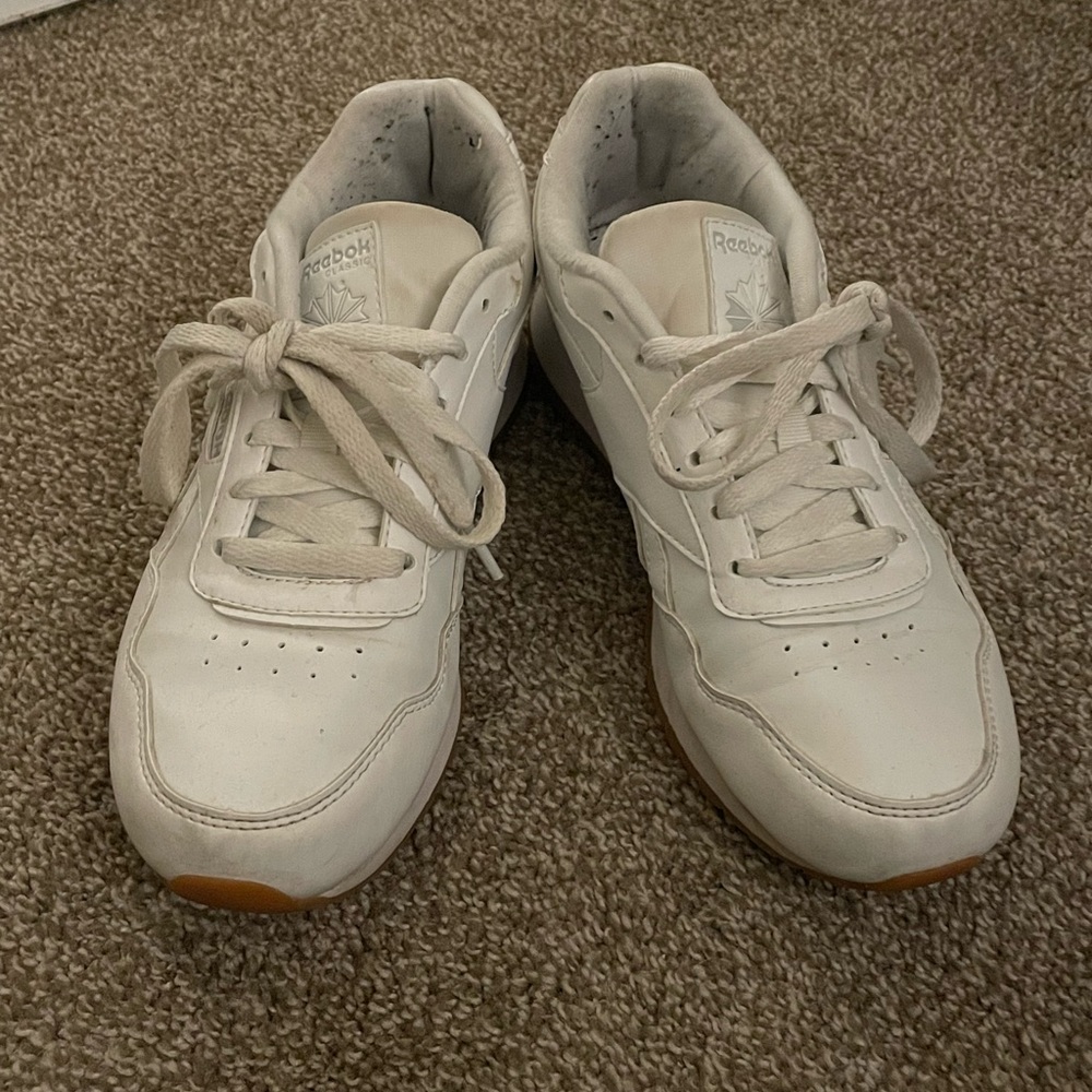 New Balance White faux leather sneakers